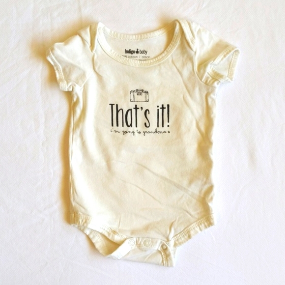indigo baby ivory grandma graphic short sleeve bodysuit diaper shirt 6 months - Picture 2 of 7